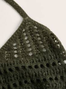 Solid Hollow Out Halter Knit Top