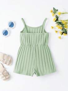 SHEIN Leap Crew Baby Girl Solid Cami Romper - Mint Green - View 2