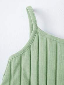 SHEIN Leap Crew Baby Girl Solid Cami Romper - Mint Green - View 3