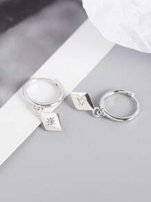 1 Paire de Boucles d'oreilles étoile à huit branches en strass d'argent S925, Boucles d'oreilles simples élégantes et polyvalentes pour femmes