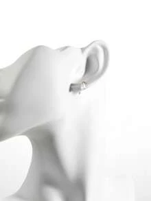 Cubic Zirconia Water-drop Silver Earrings - Gold - View 2