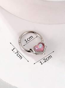 1入組前衛方晶鋯石愛心裝飾鼻環適合女士日常裝飾 - 彩色 - 查看 4