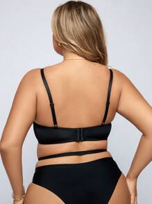 大碼素色鋼圈文胸 - 黑色 - 查看 2