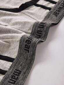 Quần đùi nam Tương phản ràng buộc Lá thư - Xám - Xem 4