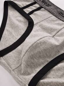 Quần đùi nam Tương phản ràng buộc Lá thư - Xám - Xem 5