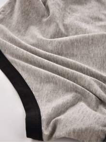 Quần đùi nam Tương phản ràng buộc Lá thư - Xám - Xem 6