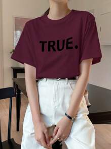 DAZY Letter Graphic Round Neck Tee