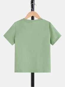SHEIN Tops con trai lớn Hoạt hình Lá thư Giải trí - Màu xanh Bạc hà - Xem 2