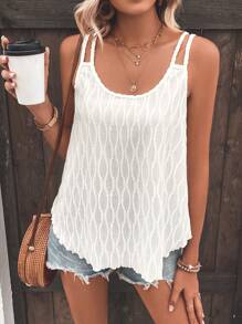 SHEIN LUNE 素色木耳邊吊帶上衣 - 白色 - 查看 4