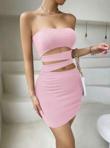 Chiquease 鏤空抹胸緊身洋裝