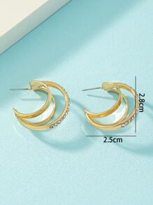 Rhinestone Decor Hoop Earrings - Yellow Gold - View 5