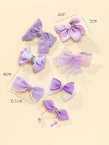 7入組女性蝴蝶結和人造珍珠裝飾時尚髮夾適用於裝飾用品 - 彩色 - 查看 4