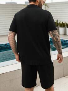 Manfinity RSRT Men Coconut Tree Print Shirt & Shorts - Black and White - View 2