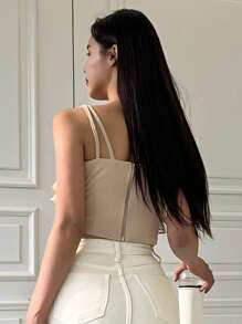 DAZY Top de tirantes unicolor ribete con fruncido