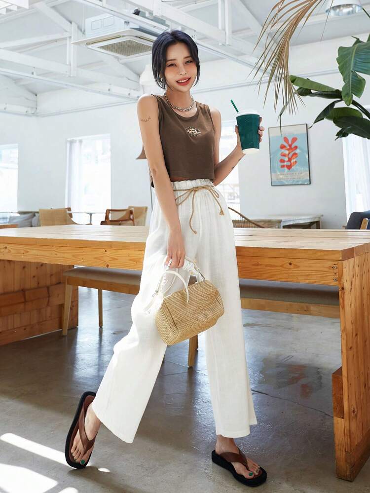Sun Print Tank Top Crop Women Tops