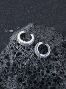 1 đôi khuyên tai đơn giản cho nam - Bạc - Xem 3