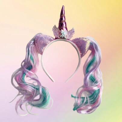 1個 ユニコーン バースデーパーティー カチューシャ、バースデープレゼントとして、写真小道具、クリスマス