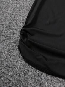 SHEIN Tween Girl Solid Cami Dress & Sheer Mesh Blouse - Black and White - View 4