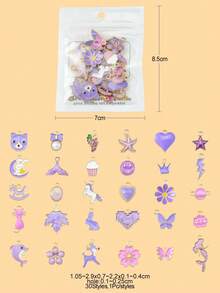 30 Cái/bộ 30 Mặt Dây Chuyền Hợp Kim Tráng Men Phong Cách Hình Đuôi Cá Voi & Vương Miện & Nơ & Lá Phong Màu Sắc Hỗn Hợp Ngẫu Nhiên Thời Trang Hợp Kim Kẽm Mặt Dây Chuyền Tự Làm Cho Phụ Nữ Để Làm Trang Sức Tự Làm - Nhiều màu - Xem 4