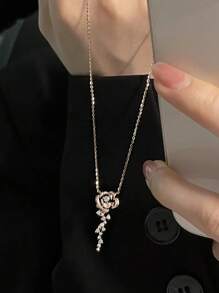 Vòng cổ quyến rũ hoa đính đá rhinestone - Vàng - Xem 2
