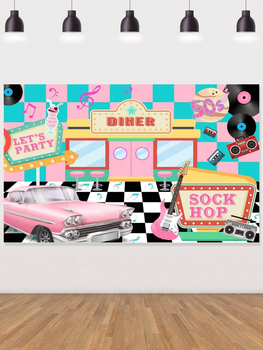 1 pieza Tela de fondo con estampado de dibujos animados - Multicolor - Ver 1