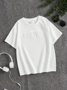 SHEIN Boys Letter Pattern Tee - White - View 1
