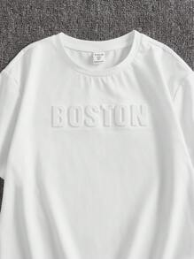 SHEIN Boys Letter Pattern Tee - White - View 4