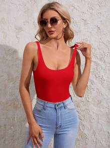 SHEIN Tall Solid Tank Top - Red - View 1