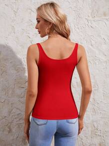 SHEIN Tall Solid Tank Top - Red - View 2