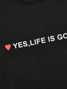 Mulvari Summer Heart & Slogan Graphic Tee, YES, - Black - View 3