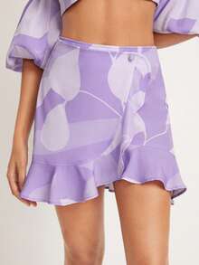 Alessia Bianchi Falda con estampado de plantas bajo con fruncido - Multicolor - Ver 3