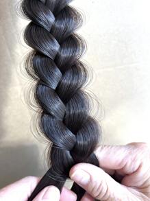 Updo de cabello medio trenzado sintético - Negro - Ver 5