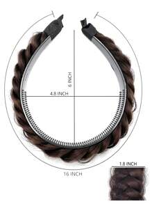 Updo de cabello medio trenzado sintético - Negro - Ver 4