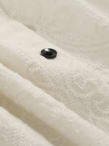 DAZY 撞色滾邊前紐扣泡泡袖襯衫 - 白色 - 查看 3