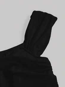 SHEIN MOD Top crop de hombros descubiertos fruncido bajo asimétrico