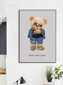 1入組熊圖案無框畫卡通化纖無框畫家居裝飾 - 彩色 - 查看 2