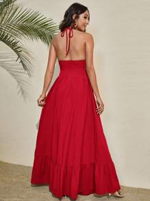 SHEIN VCAY Robe Ras-Du-Cou Dos-Nu À Nœud À Volants