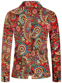 Hombres Blazer floral al azar & con estampado de paisley con botón - Multicolor - Ver 2