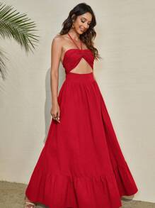 SHEIN VCAY Robe Ras-Du-Cou Dos-Nu À Nœud À Volants