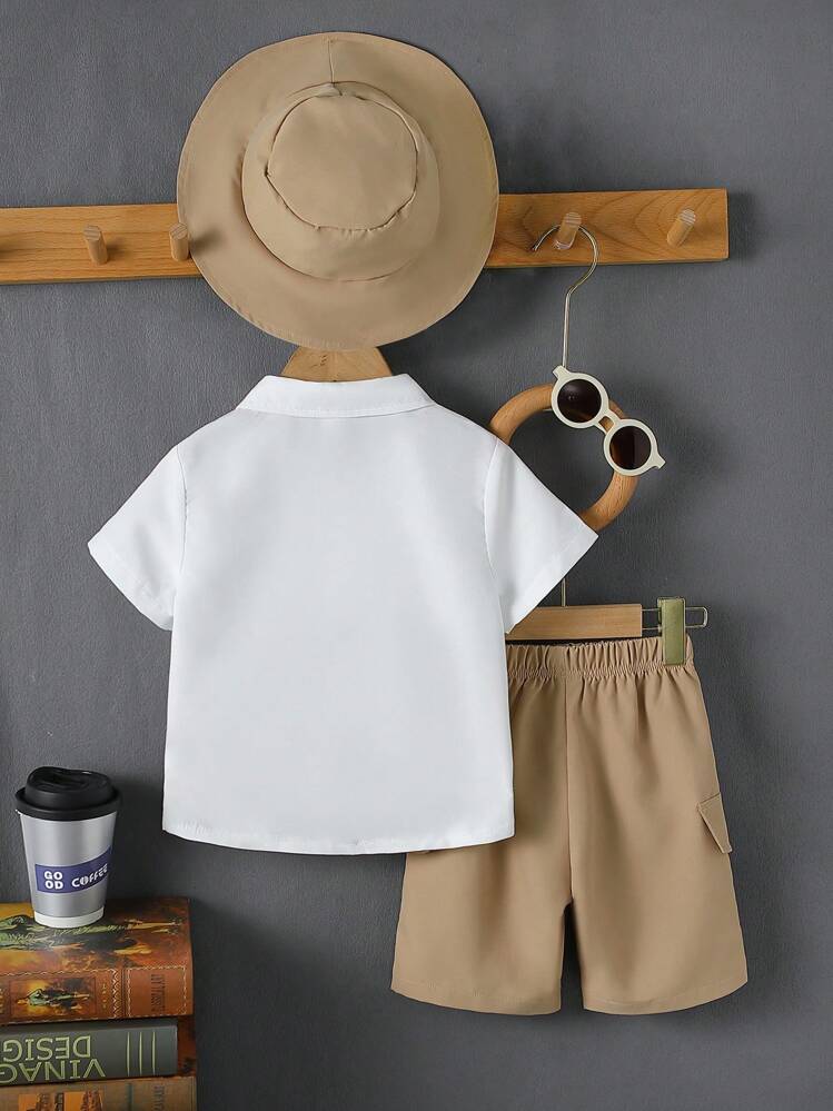 SHEIN כפתורים קדמיים קולורבלוק קז'ואל חליפת שני חלקים לפעוט - ריבוי צבעים - ראה 2