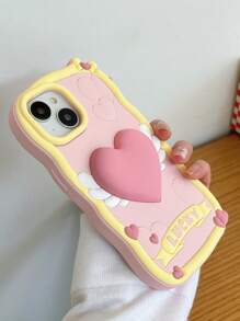Ốp Điện Thoại Silicon Hình Trái Tim Đáng Yêu Tương Thích Với Iphone 13, Iphone 14 Pro Max, Iphone 13 Pro Max, Iphone 11, Iphone 12 - Hồng - Xem 3