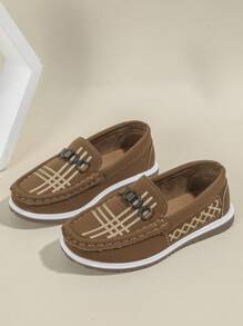 Chicos Zapatillas planas con diseño metal con patrón de rayas artificial - Marrón - Ver 1