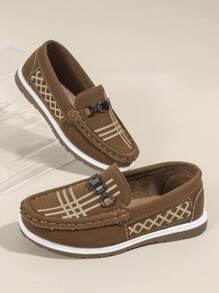 Chicos Zapatillas planas con diseño metal con patrón de rayas artificial - Marrón - Ver 4