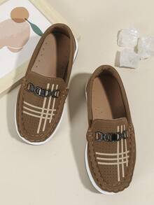 Chicos Zapatillas planas con diseño metal con patrón de rayas artificial - Marrón - Ver 6