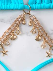 Swim Vcay Summer Beach Chain Linked Halter Triangle Bikini Set