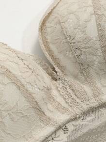 DAZY Floral Lace Cut Out Bralet - Beige - View 3