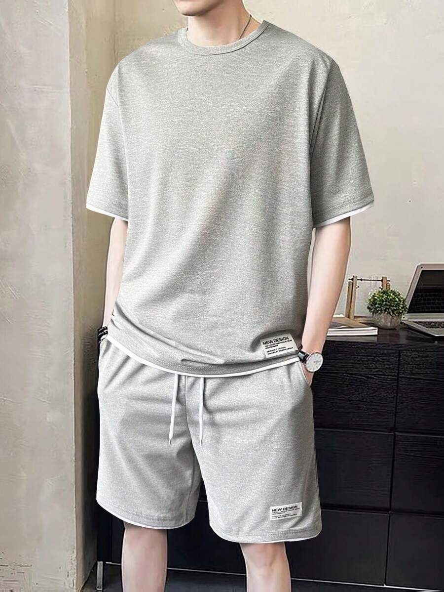 Manfinity Hypemode Tricou 2 în 1 și pantaloni scurți în talie cu șnur