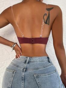 Sujetador unicolor ribete en abanico - Burdeos - Ver 2