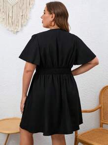 SHEIN Essnce Đầm Plus Size Trọn gói màu trơn Giải trí - màu đen - Xem 2