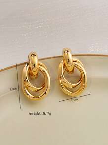 1pair Fashionable Zinc Alloy Circle Drop Earrings For Women For Daily Decoration